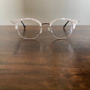 Pearl, Gold, & Black Browline Frames Only Semi Rimless Retro Vintage Looking
